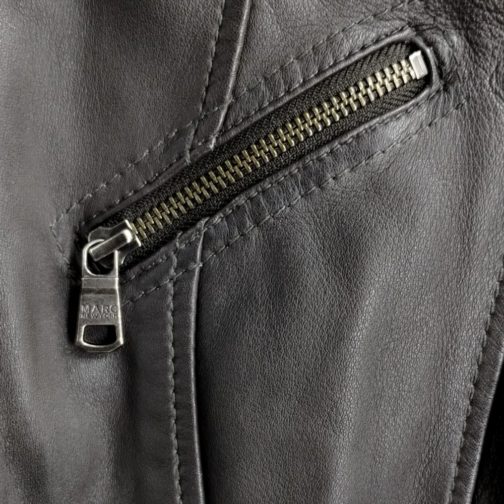 Marc New York Slate Gray‎ Leather Moto Jacket